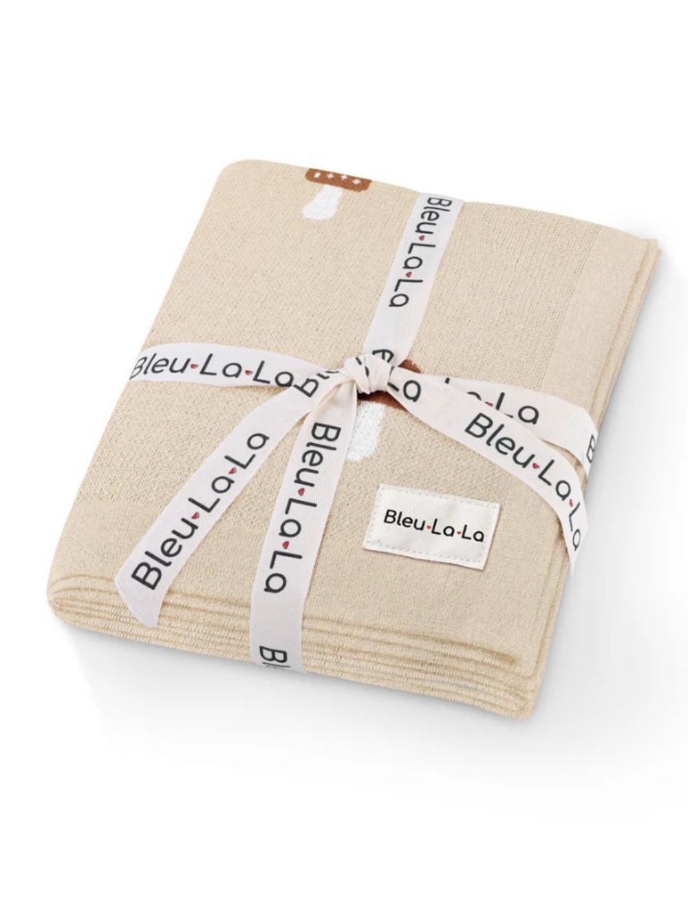 Bleu·La La Soft Blush Knit Baby Blanket Mushroom Camel
